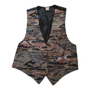Vintage Backyard Blues Equestrian Tapestry Horse Vest Women SZ L